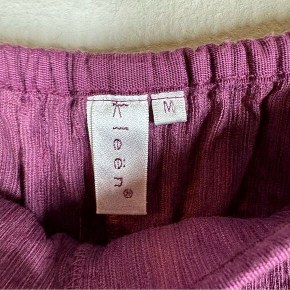 Kleen Wide Leg Crinkle Cropped Pants Purple Silk Linen Lagenlook Artsy Medium - Picture 3 of 6